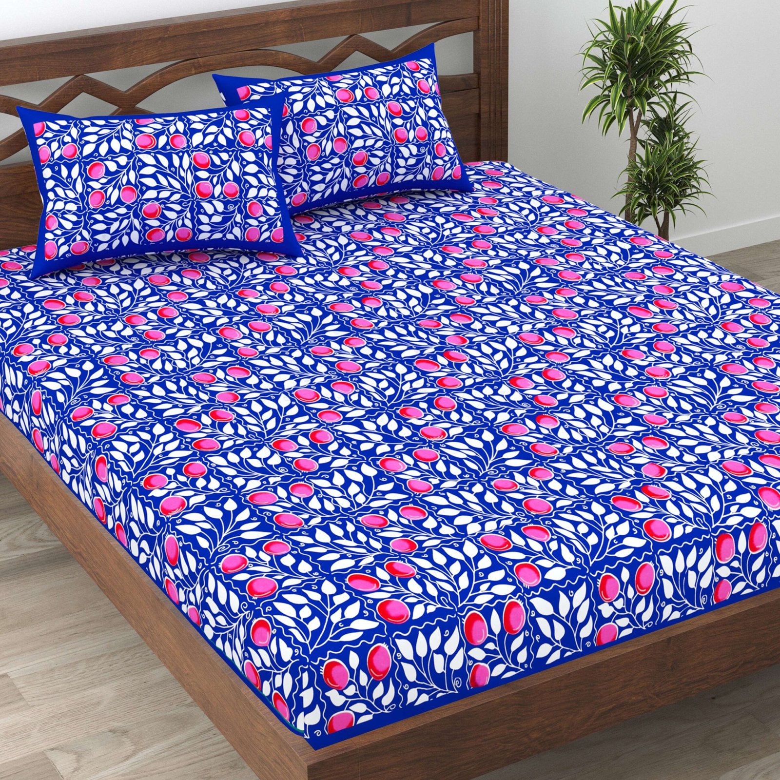 Rajasthani Traditionally Printed Cotton Doublebed Bedsheet With Pack of 2 Pillow Covers - Image 2